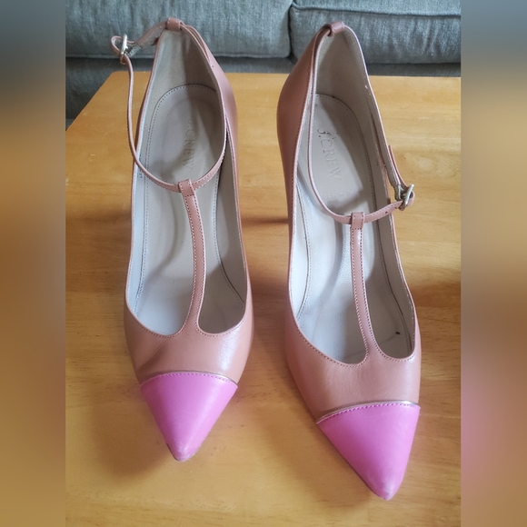 J. Crew | Nude Pink Toe Everly T Strap Heels - Size: 8 - Picture 8 of 16